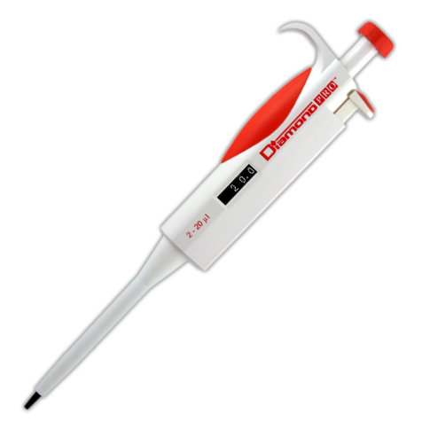 Globe Scientific Pipette, Diamond PRO, Adjustable Volume, 2 - 20uL, Pink Image